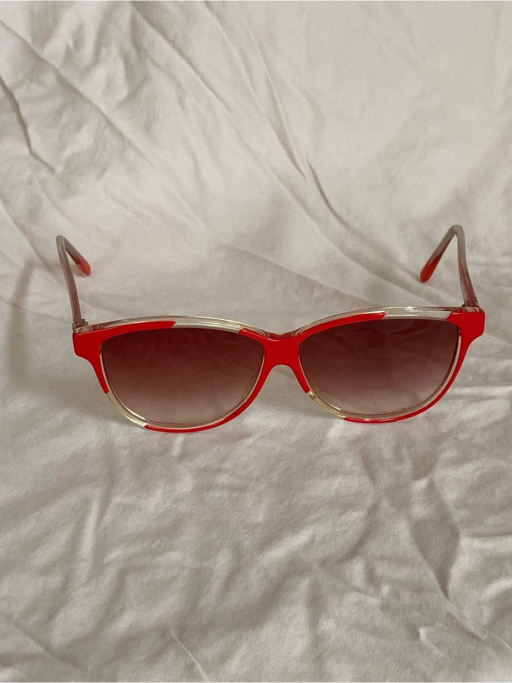 Vintage Peepers Hand Made Paris France Red Colorblock 1980s Retro Sunglasses